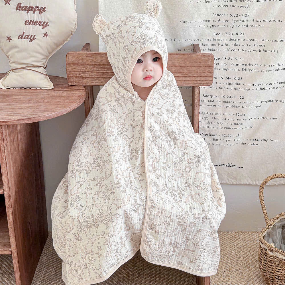 Áo choàng tắm cho bé - khăn choàng xô 4 lớp có mũ trùm cho bé sơ sinh và trẻ nhỏ CaSi