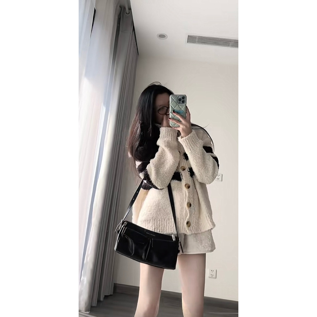 Áo len cao cổ khuy phối hàng QC 8001