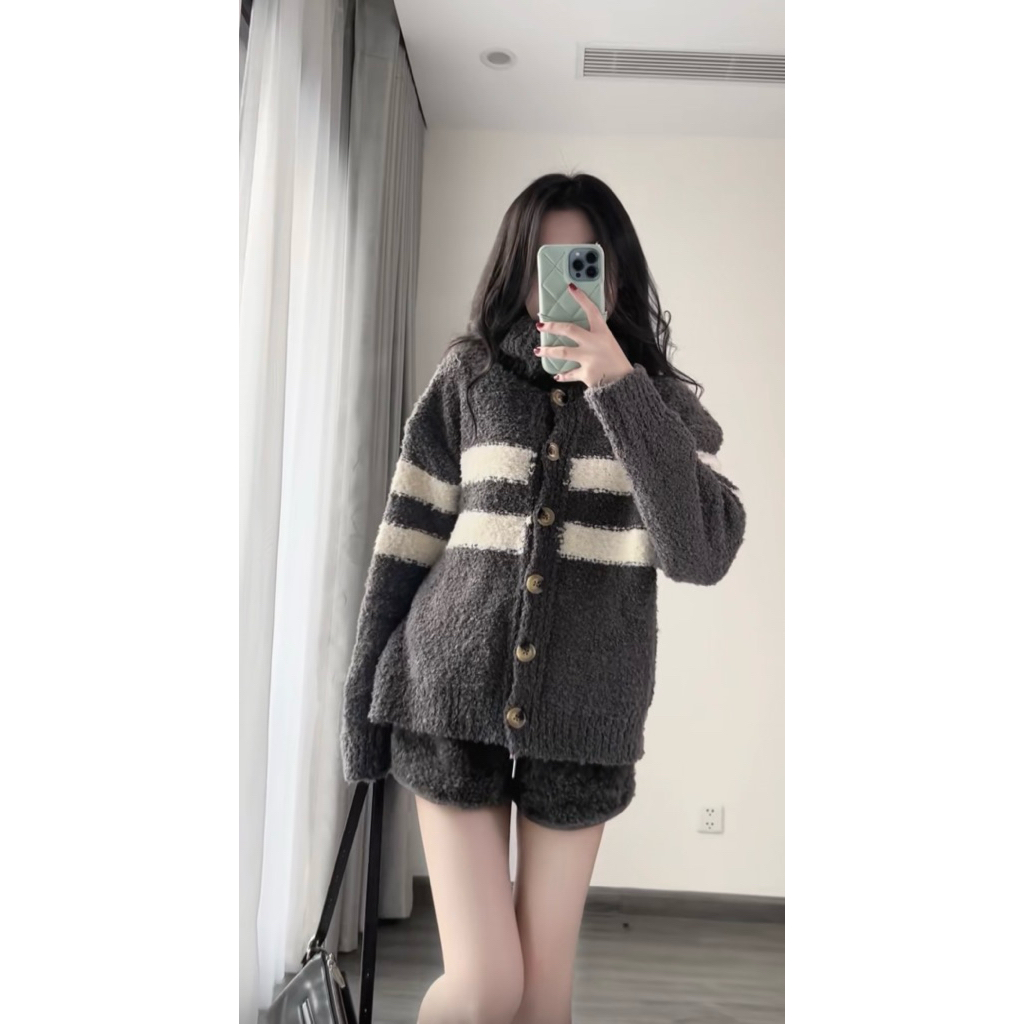Áo len cao cổ khuy phối hàng QC 8001