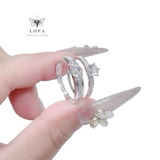 [Hộp Xinh] Nhẫn đôi bạc ta LoPa SK110 nam nữ | Nhẫn nam đính đá – nữ đá chủ nhỏ xinh tinh tế