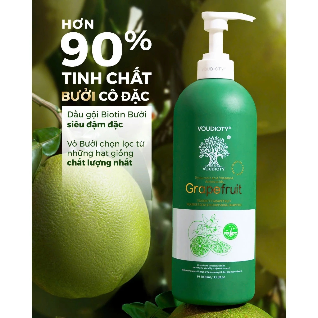 Cặp dầu gội xả Biotin Collagen Voudioty Bưởi 500ml/1000ml giảm rụng, kích mọc tóc, phục hồi tóc hư tổn