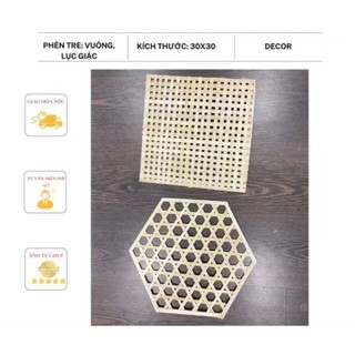 Phên tre hình lục giác, hình vuông size 30*30cm , dùng trang trí decor. combo 3 chiếc