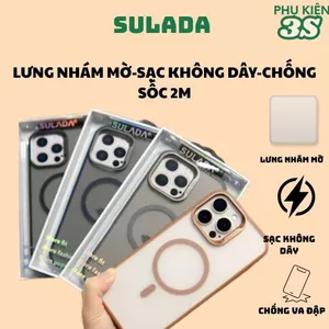 Ốp Sulada lưng nhám viền màu hỗ trợ sạc không dây dành cho IPhone 16pro 16promax 14promax 15promax