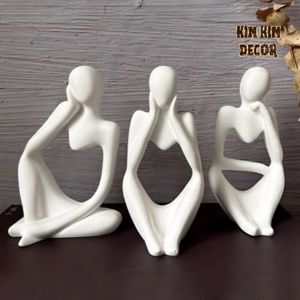 Tượng thạch cao trắng trang trí, tượng 3 cô gái trang trí tinh tế, hiện đại, tối giản | BigBuy360 - bigbuy360.vn