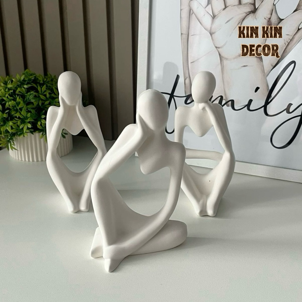 Tượng thạch cao trắng trang trí, tượng 3 cô gái trang trí tinh tế, hiện đại, tối giản | BigBuy360 - bigbuy360.vn