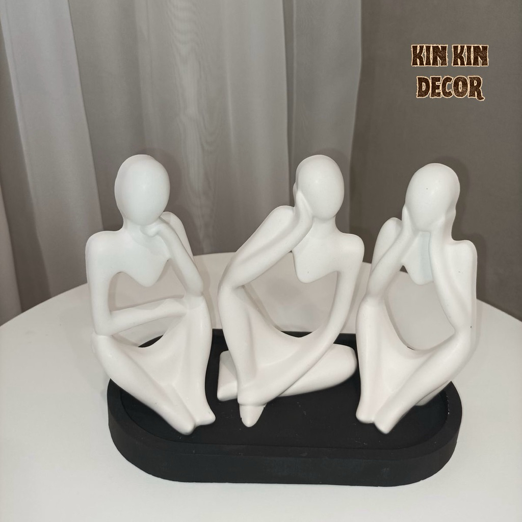 Tượng thạch cao trắng trang trí, tượng 3 cô gái trang trí tinh tế, hiện đại, tối giản | BigBuy360 - bigbuy360.vn