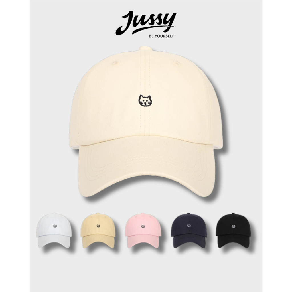 Mũ Lưỡi Trai Hàn Quốc Thêu Icon Mèo Con Dễ Thương Jussy Official Nón Nam Nữ Cotton Form Mềm Có Khóa Thu To Nhỏ