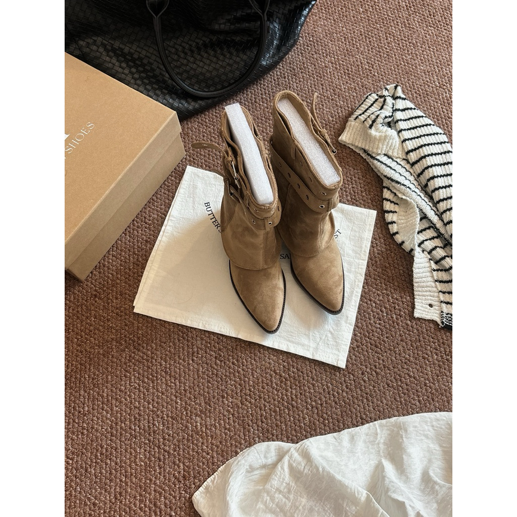 sa.le rẻ] Giày Boot Cao Cổ Mũi Nhọn Chất Liệu Da Lộn Hàng Loại 1 - Mijili Shoes