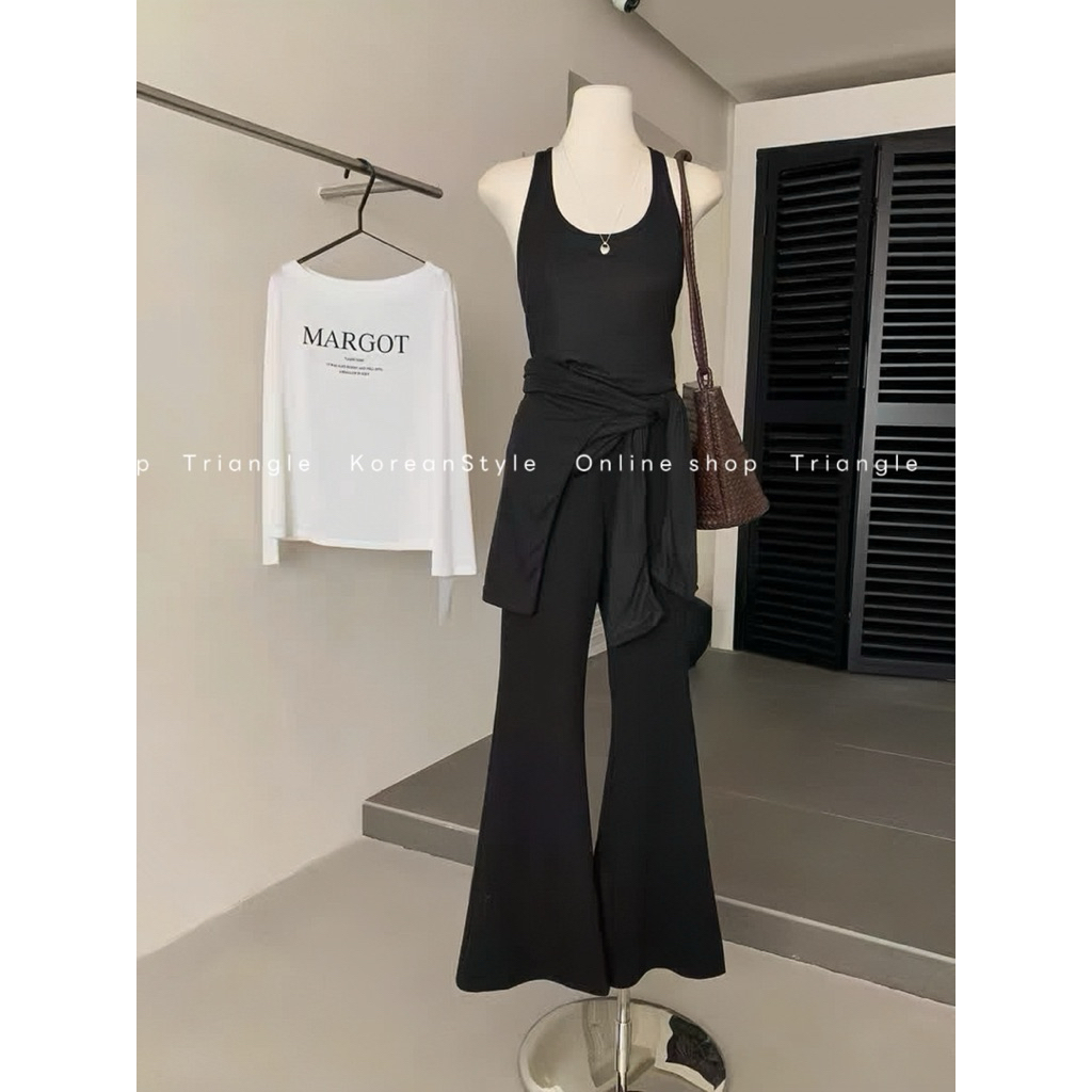 TRIANGLE - 2Layers Set (Giá thanh lý, không hoàn) - Mix set áo thun 2 mảnh dáng rộng và quần ống loe