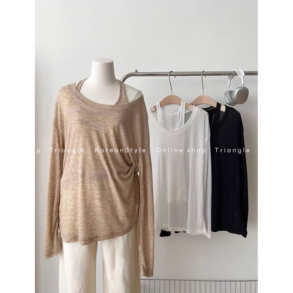 TRIANGLE - 2Layers Set (Giá thanh lý, không hoàn) - Mix set áo thun 2 mảnh dáng rộng và quần ống loe