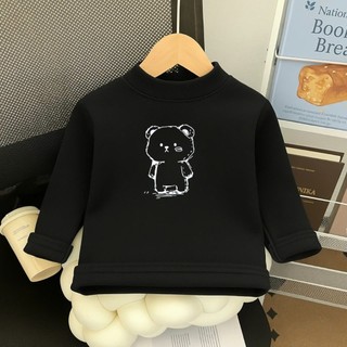 Áo cổ lọ 3 phân chất tăm lạnh lông in hình [ chú gấu ] cho bé trai bé gái size 9 - 25kg