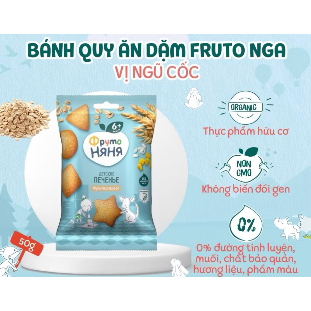 Bánh Quy Ăn Dặm Fruto Nga 50g,120gr Cho Bé Từ 6m+