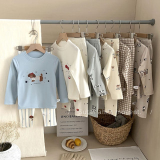 Bộ dài tay cho bé trai bé gái hoạ tiết cute tone màu hàn dễ thương