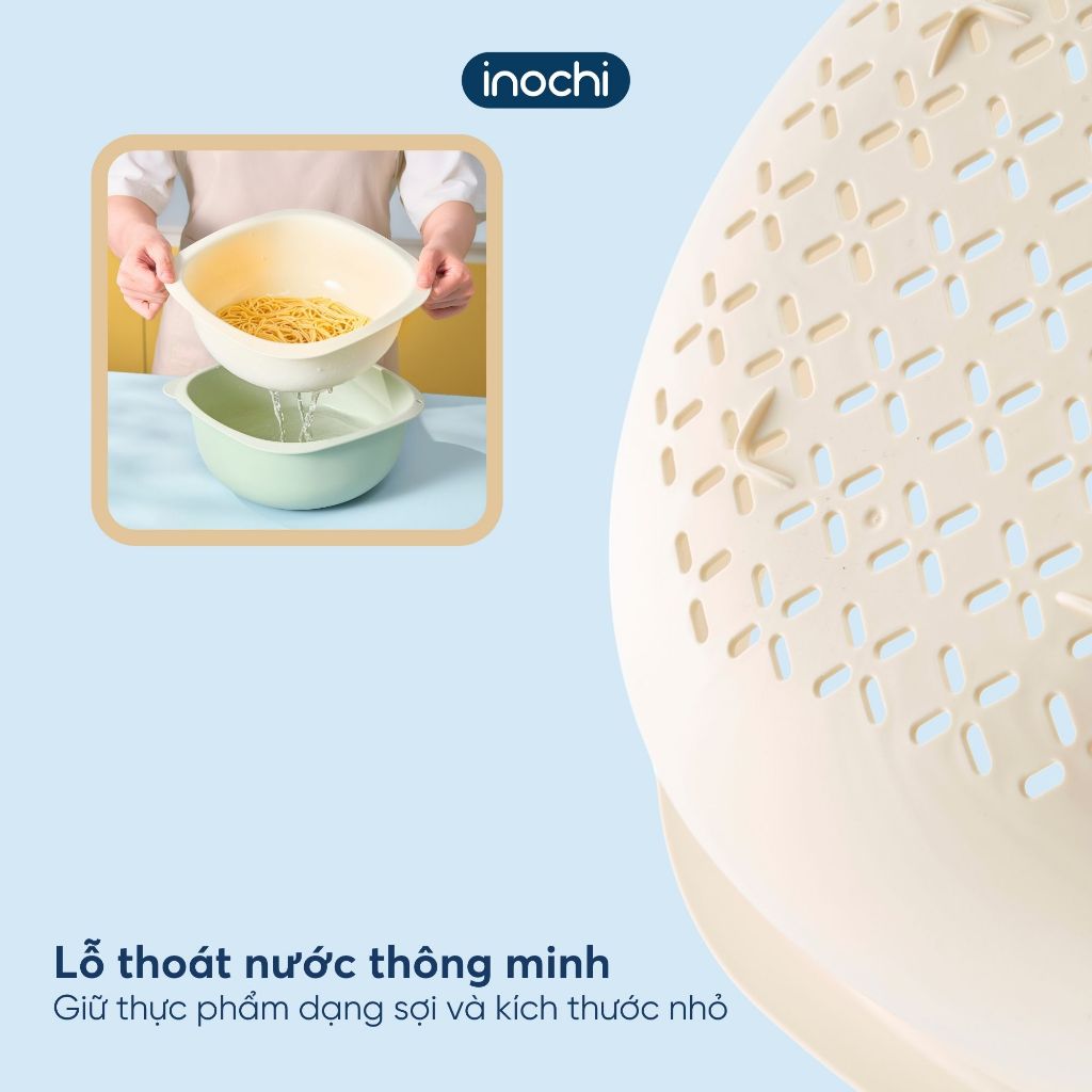 COMBO 2 BỘ THAU RỔ YOKO NEST 25cm+ 28cm, rửa rau củ, trộn salad- lỗ thoát nước tiện lợi, lỗ treo tiết kiệm ko gian