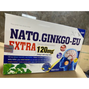 (Hộp 100v) Viên Bổ Não NATO GINKGO BILOBA EXTRA 120mg Cho người bị thiếu máu não, thiểu năng tuần hoàn,hoa mắt chóng mặt