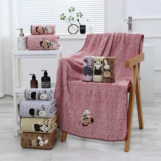 Khăn tắm lông cừu thêu hình động vật hoạ tiết dễ thương, khăn dày dặn thấm hút cực tốt (KT 70x140cm)