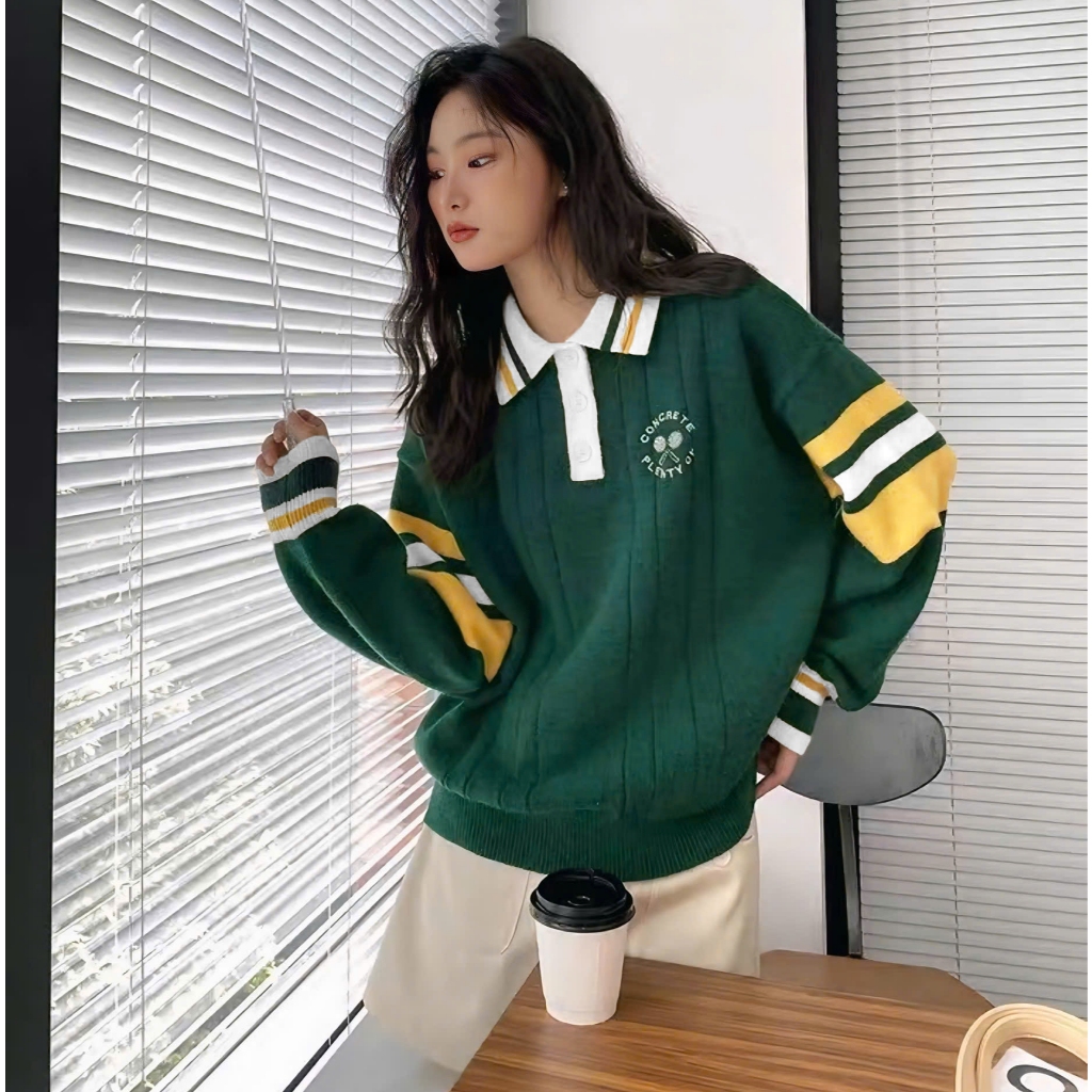 Áo Len Tay Dài Mirage Sọc Màu Logo Thêu Local Brand, Chất Len Mềm Mịn.