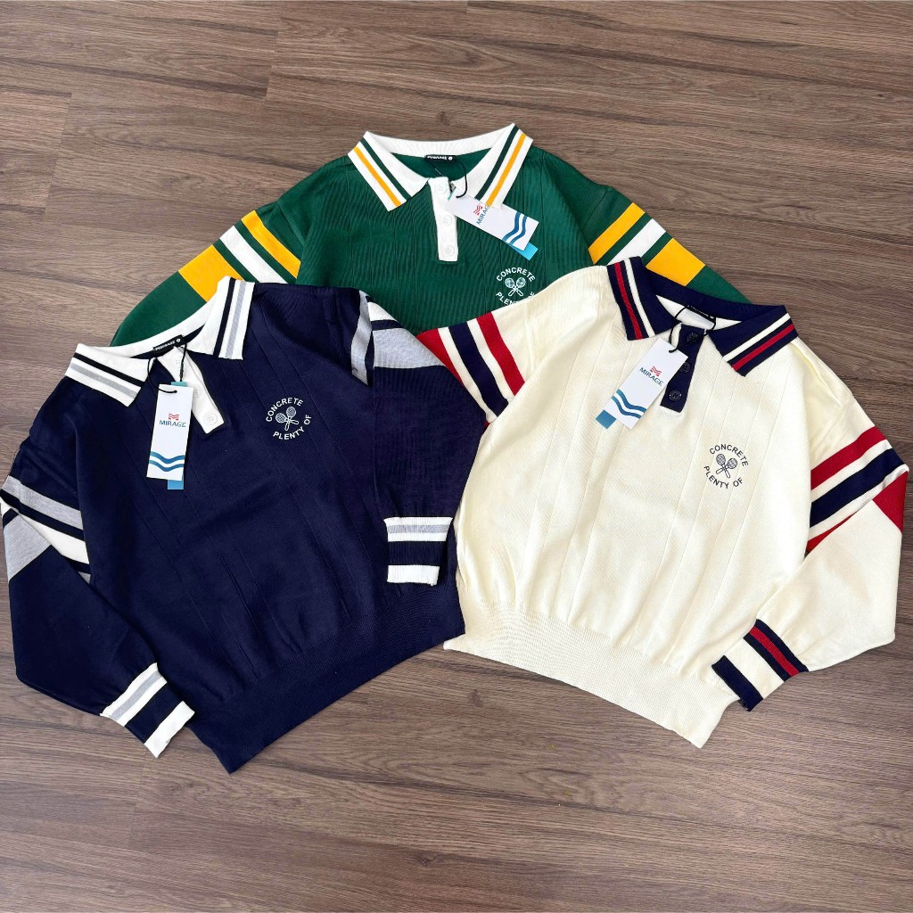 Áo Len Tay Dài Mirage Sọc Màu Logo Thêu Local Brand, Chất Len Mềm Mịn.