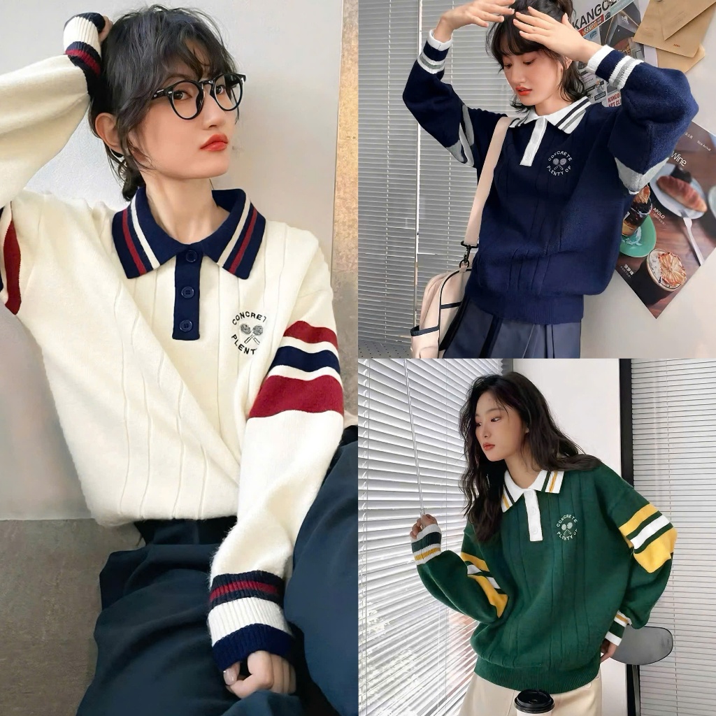 Áo Len Tay Dài Mirage Sọc Màu Logo Thêu Local Brand, Chất Len Mềm Mịn.