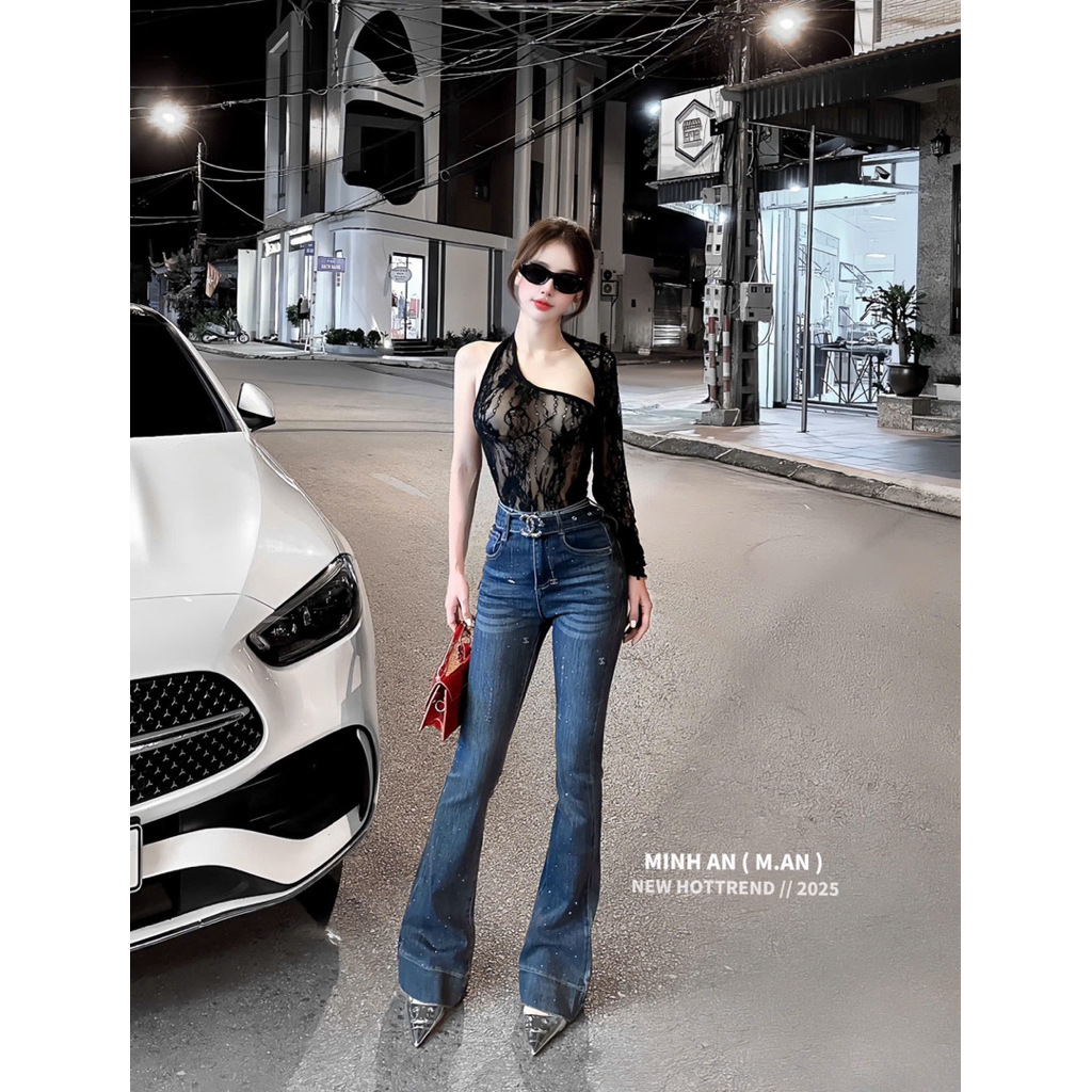Áo body suits ren lệch vai mix đồ gợi cảm tôn dáng