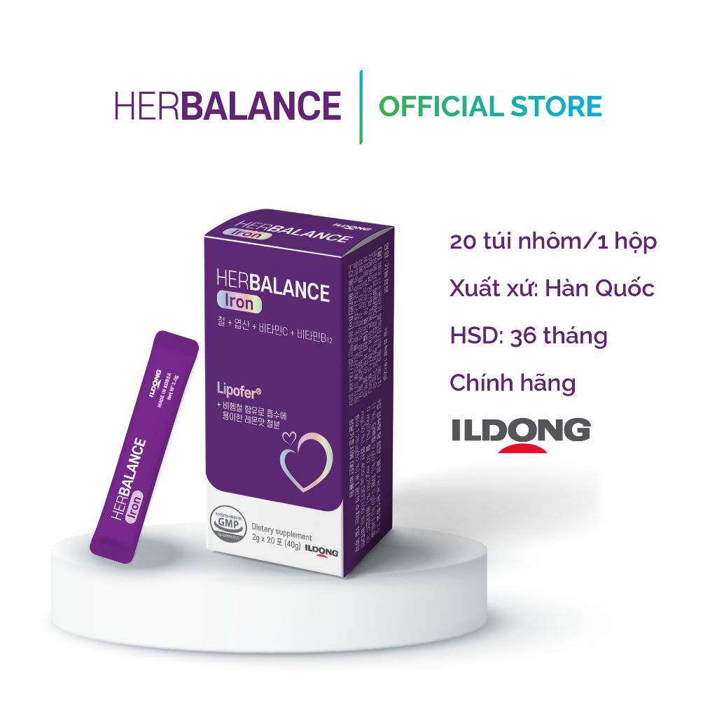 Bột Sắt Hữu Cơ HerBalance Iron Hỗ Trợ Phòng Ngừa Thiếu Máu Do Thiếu Sắt Ở Người Lớn, Phụ Nữ Có Thai Và Cho Con Bú
