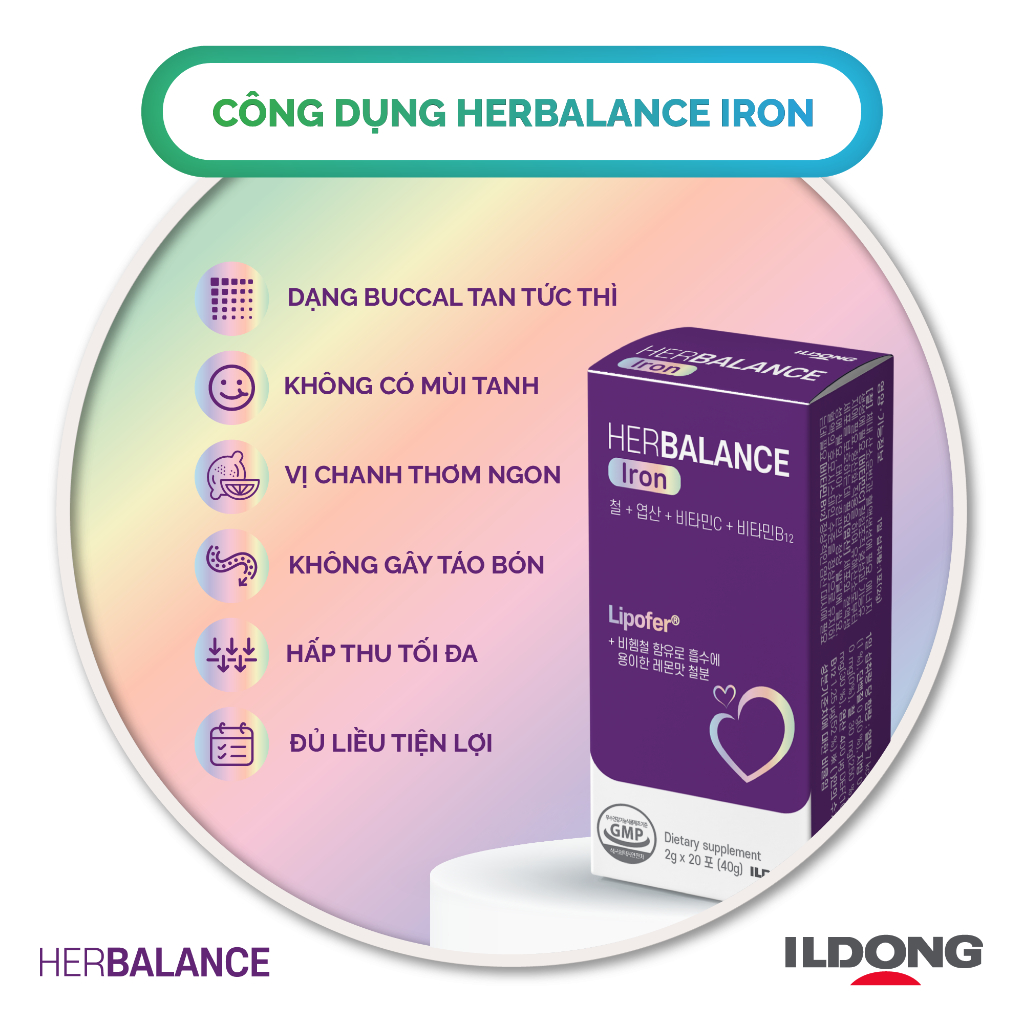 Bột Sắt Hữu Cơ HerBalance Iron Hỗ Trợ Phòng Ngừa Thiếu Máu Do Thiếu Sắt Ở Người Lớn, Phụ Nữ Có Thai Và Cho Con Bú