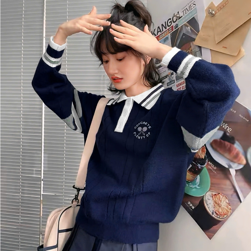 Áo Len Tay Dài Mirage Sọc Màu Logo Thêu Local Brand, Chất Len Mềm Mịn.