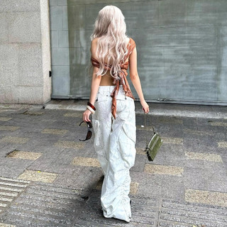Quần Dài Túi Hộp Ống Rộng Phối Đinh Tán Trắng - Brand TSUN Chính Hãng - Thunder Pants White