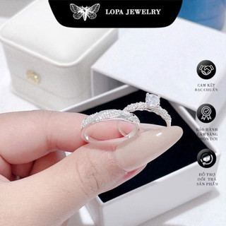 [Hộp Xinh]Nhẫn Đôi Bạc Ta SK330,Nhẫn Đôi Xoắn LoPa Tình Yêu Đính Đá Lấp Lánh Tinh Tế,Bạc LoPa