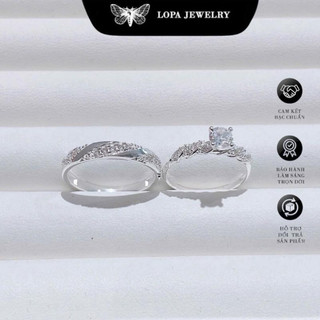 [Hộp Xinh]Nhẫn Đôi Bạc Ta SK330,Nhẫn Đôi Xoắn LoPa Tình Yêu Đính Đá Lấp Lánh Tinh Tế,Bạc LoPa