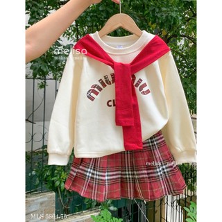 [B&G] Sét váy Áo sweater dài tay phối chân váy caro đỏ thu đông cho bé gái từ 10-45kg(2-12 tuổi)