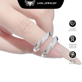 [Hộp Xinh]Nhẫn Đôi SK331 Bạc Ta LoPa,dáng thân xoắn dầy dặn bóng đẹp,tinh tế, Bạc LoPa