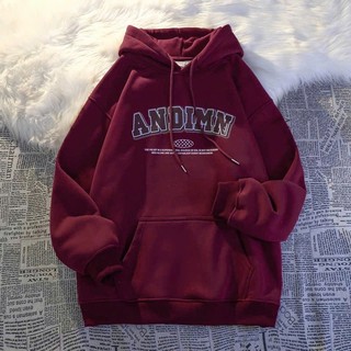 Áo hoodie nữ nam unisex form rộng KONOVA chất liệu nỉ bông dày dặn in chữ ANDIMN