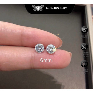 Khuyên tai bạc nữ LoPa SK29 nụ tròn đính đá CZ lấp lánh – Khuyên tai chốt đẩy đủ size, sáng bóng, sang xịn