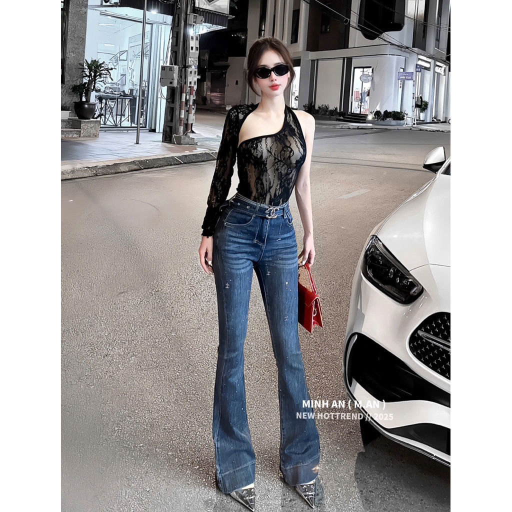 Áo body suits ren lệch vai mix đồ gợi cảm tôn dáng