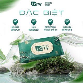 Túi 10 gói khăn ướt Lamy gói 20 tờ không mùi