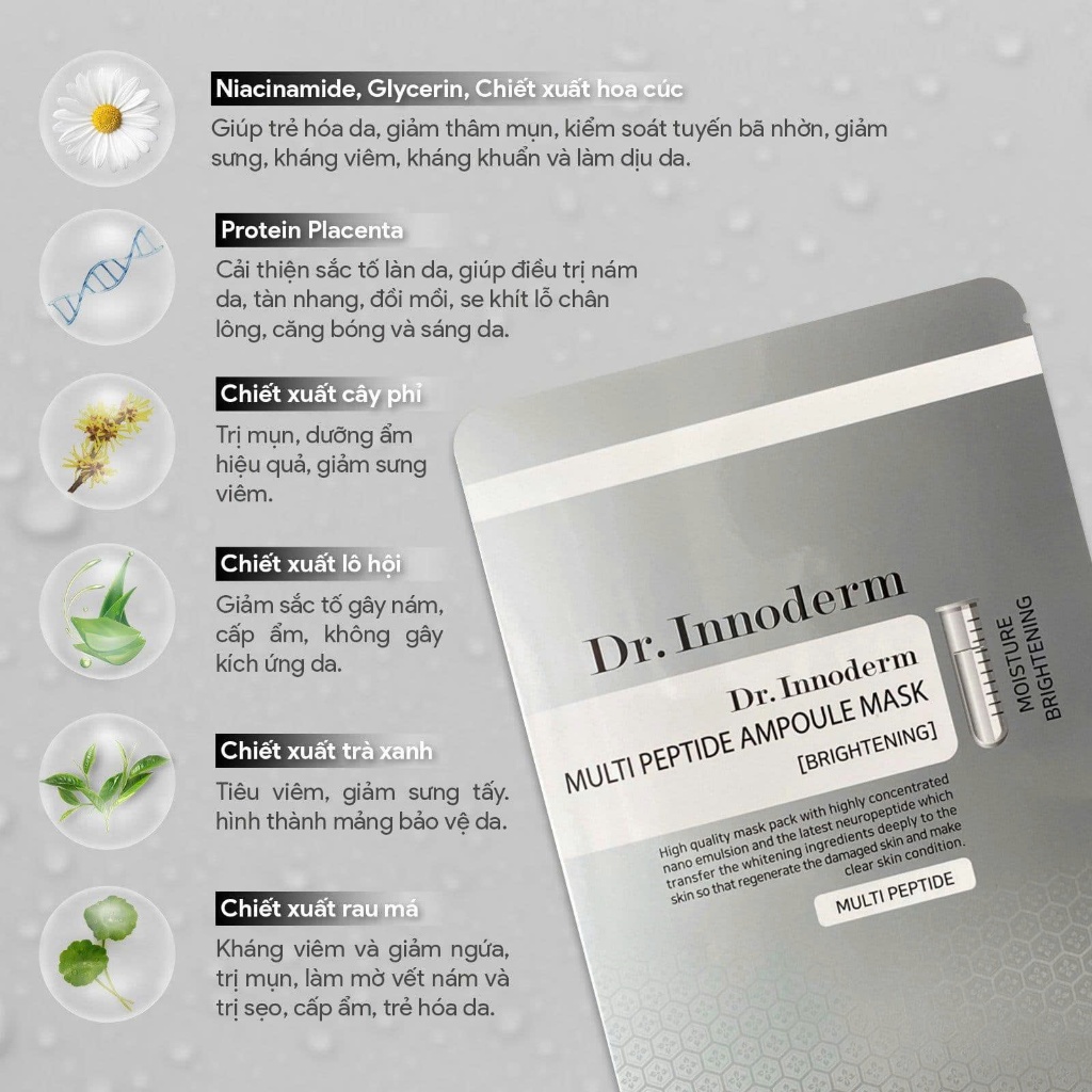 [Dr.Innoderm]_Mặt Nạ Dưỡng Trắng Da_Multi Peptide Ampoule Mask_Sản phẩm chính hãng_Xuất VAT 100%