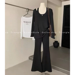 TRIANGLE - 2Layers Set (Giá thanh lý, không hoàn) - Mix set áo thun 2 mảnh dáng rộng và quần ống loe