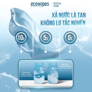 Túi 10 gói khăn ướt đi toilet có thể xả trong bồn cầu Flushable EcoWipes gói 20 tờ hương tự nhiên