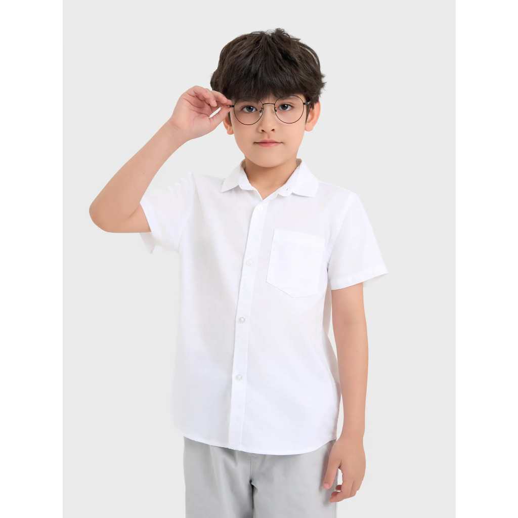 Áo sơ mi bé trai CANIFA cổ đức cộc tay 2TH25A001