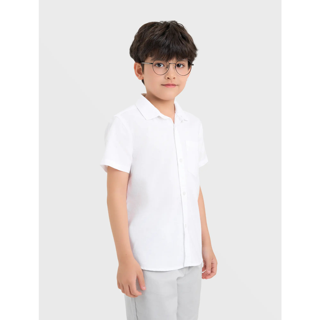 Áo sơ mi bé trai CANIFA cổ đức cộc tay 2TH25A001