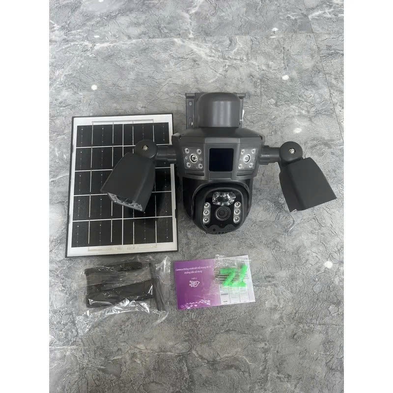 Camera 3 Mắt Năng Lượng Mặt Trời 4G Ngoài Trời – Zoom 10X Siêu Nét 12MP, Xoay 360, Đàm Thoại 2 Chiều, Chống Nước IP66
