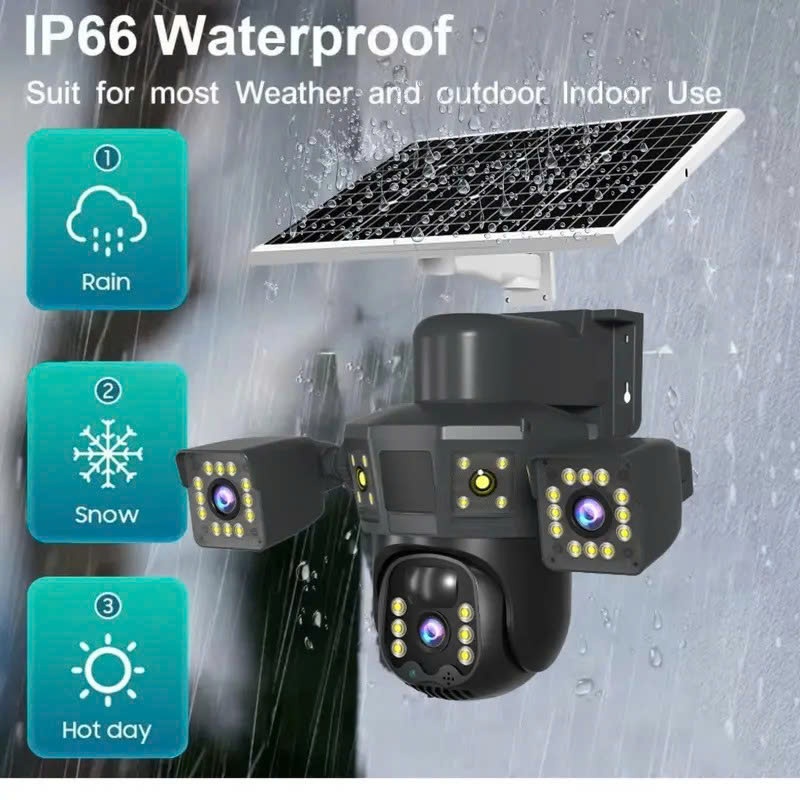 Camera 3 Mắt Năng Lượng Mặt Trời 4G Ngoài Trời – Zoom 10X Siêu Nét 12MP, Xoay 360, Đàm Thoại 2 Chiều, Chống Nước IP66