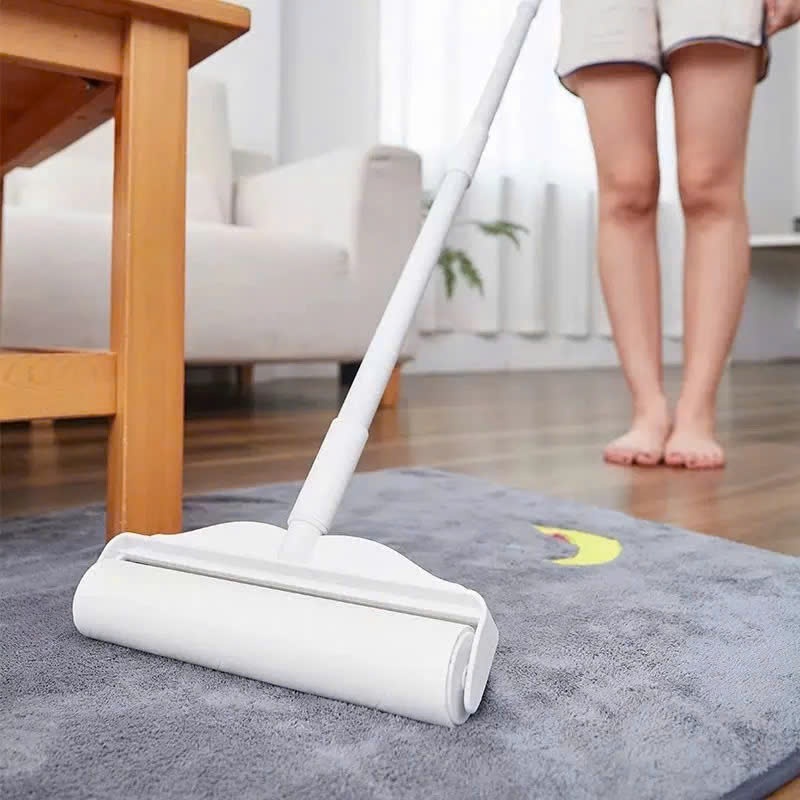 Cây Lăn Bụi Cán Dài Siêu Dính Dài 1m2 , Kèm Lõi Thay - Lăn Sàn Thảm Sofa, Điều Chỉnh Dài Ngắn Tiện Lợi
