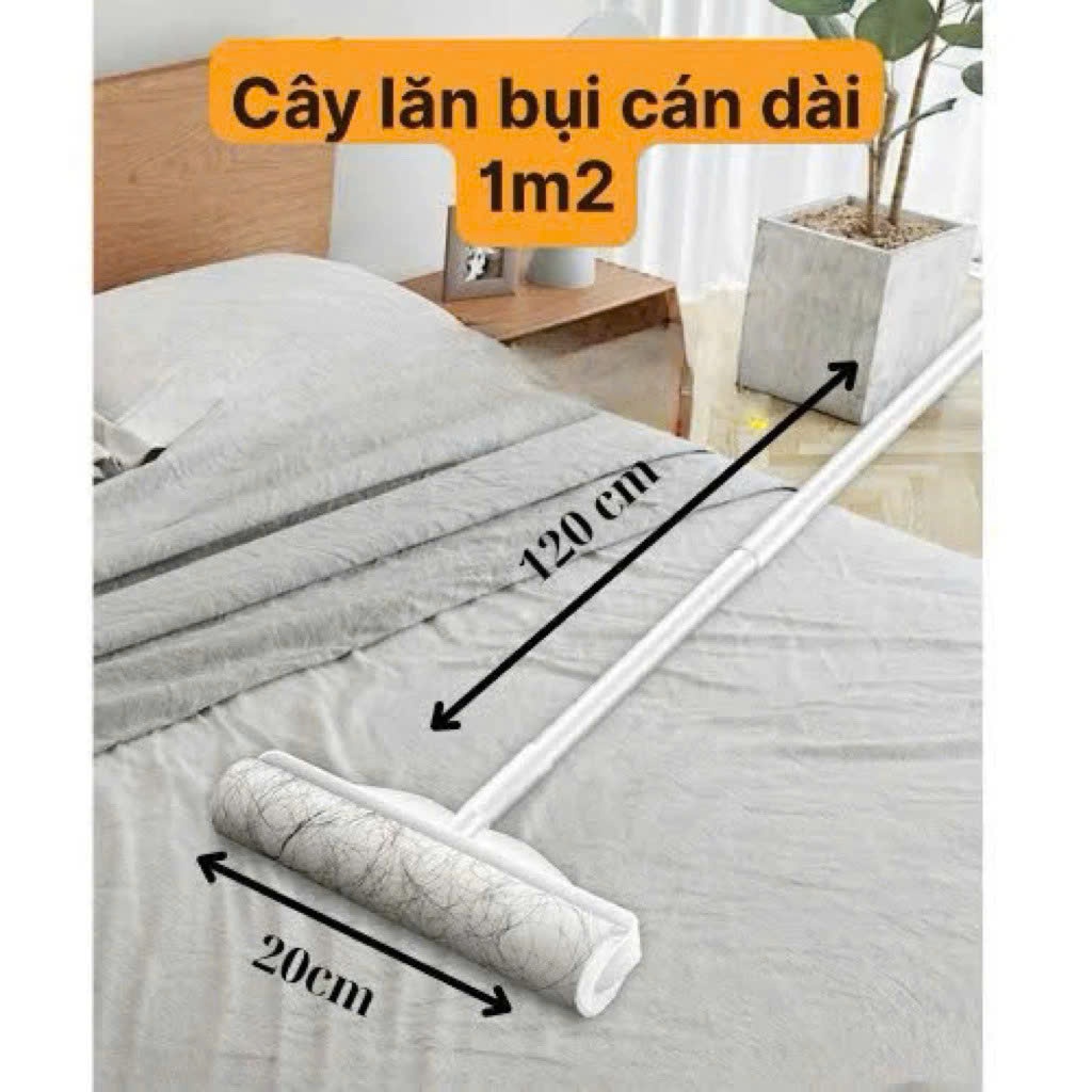 Cây Lăn Bụi Cán Dài Siêu Dính Dài 1m2 , Kèm Lõi Thay - Lăn Sàn Thảm Sofa, Điều Chỉnh Dài Ngắn Tiện Lợi