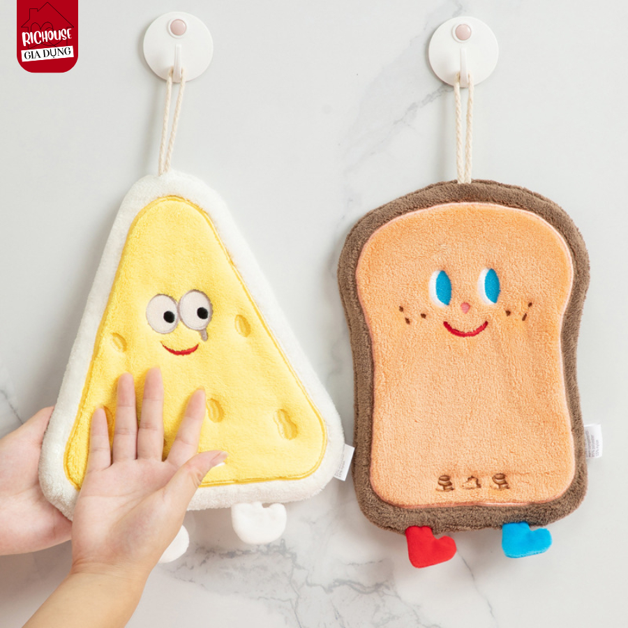 Khăn Lau Bếp Có Móc Treo Tiện Lợi Mẫu Hoạt Hình Cute, Khăn Lau Đa Năng
