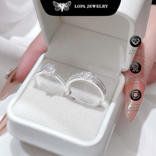 [Hộp Xinh]Nhẫn đôi Bạc LoPa SK135,Nam hot nữ cầu hôn đính đá lấp lánh,Bạc LoPa