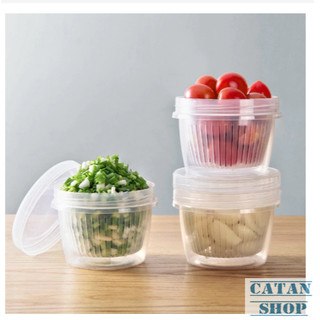 Hộp Đựng Hành Tỏi Bảo Quản Tủ Lạnh Ngăn Mùi 2 Lớp Có Khay Ráo Nước, Hộp Tròn 2 Lớp Bảo Quản Hành Tỏi