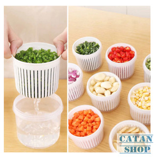Hộp Đựng Hành Tỏi Bảo Quản Tủ Lạnh Ngăn Mùi 2 Lớp Có Khay Ráo Nước, Hộp Tròn 2 Lớp Bảo Quản Hành Tỏi