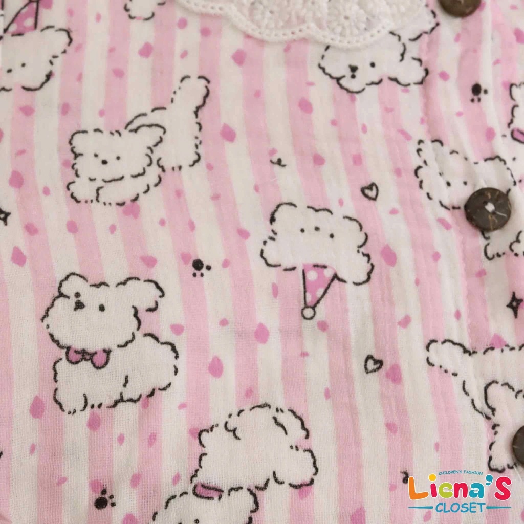 Set Bộ Dài Tay Thu Đông Liena’S Closet Cho Bé Họa Tiết Đáng Yêu Cổ Tròn Phối Ren Điệu Đà Thời Trang